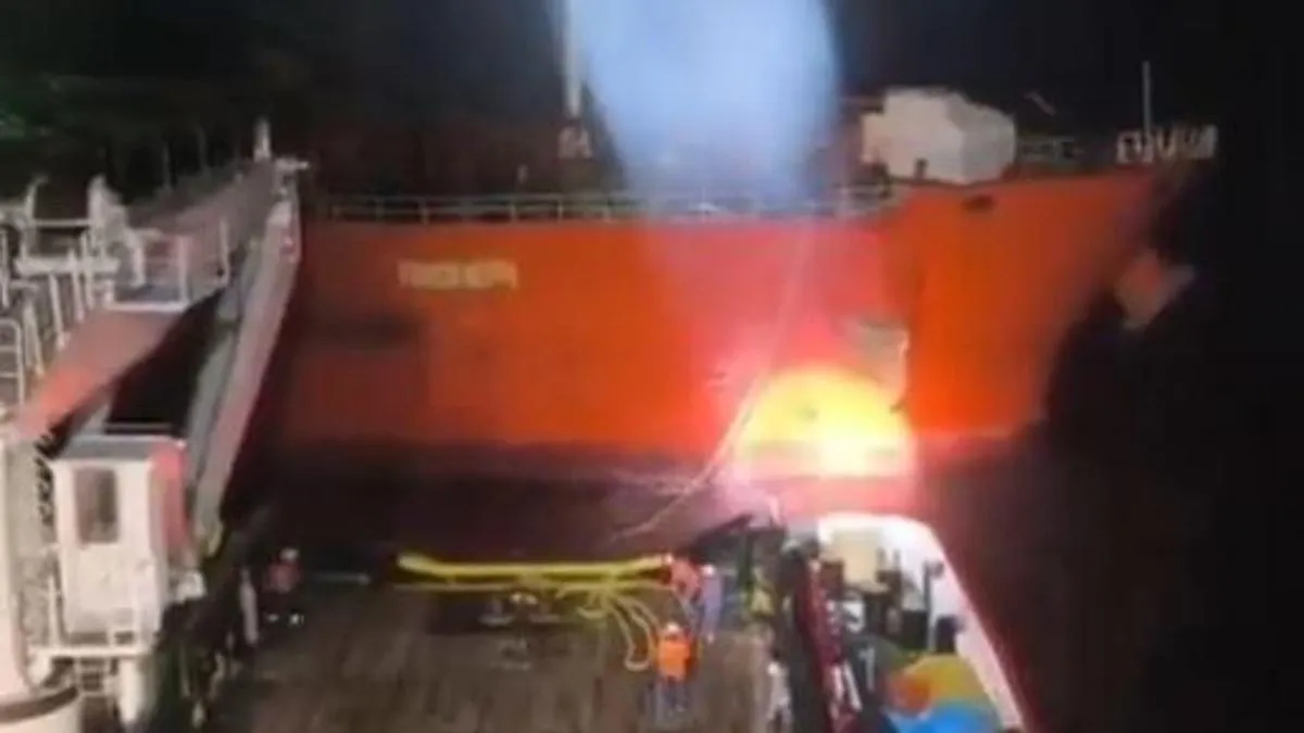 Marmara Adası açıklarında dev petrol tankeri yedeklendi