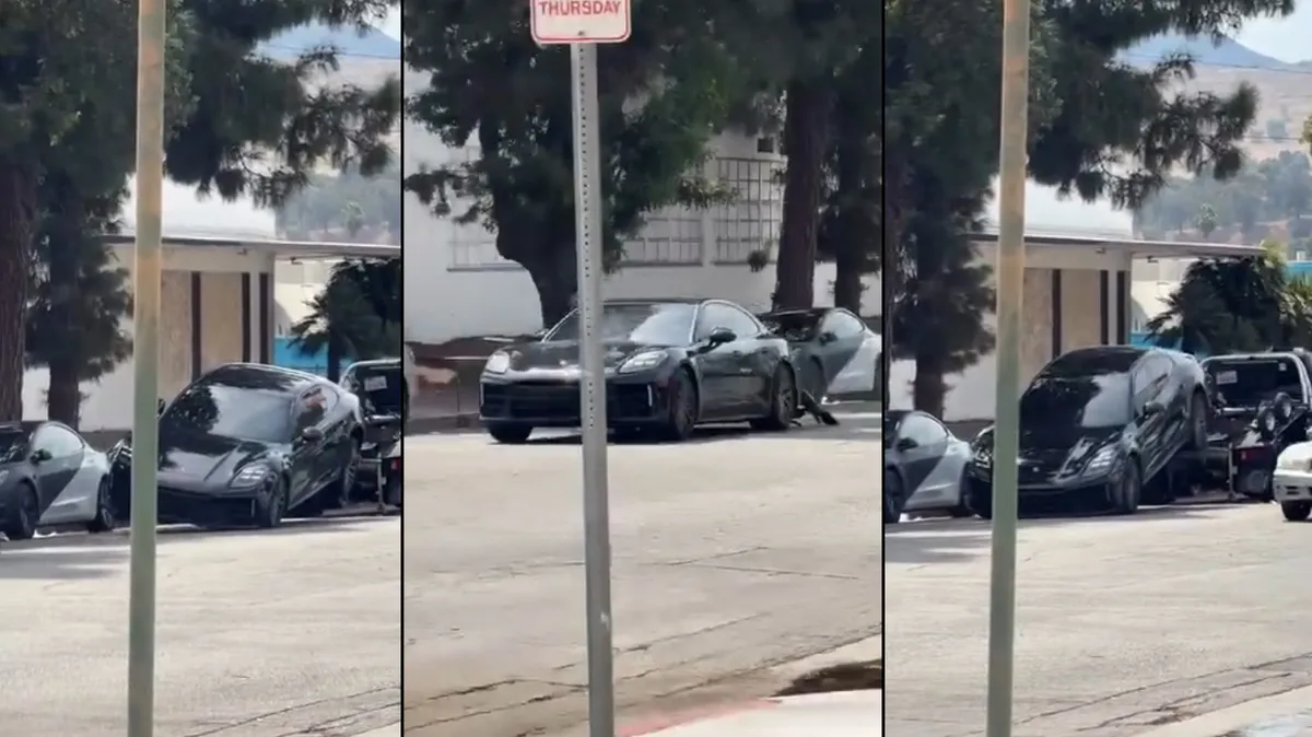Porsche Panamera Çekiciden Koparak Kaçtı, Arkasında Parçalarını Bıraktı
